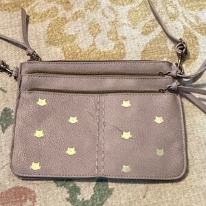 Lavender Cat-Embellished Crossbody Bag
